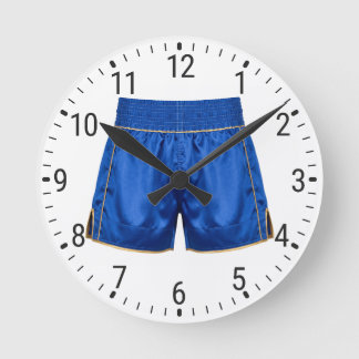 Blue Satin Boxing Shorts Trunk Boxer Decor Runde Wanduhr