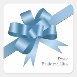 Blue Satin Geschenkband Bugband Weihnachten Quadratischer Aufkleber