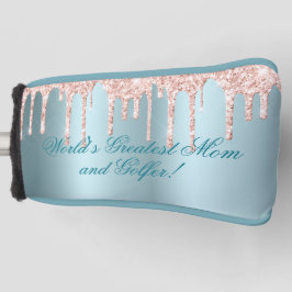 Blue Satin, Rosa Glitzer Tropfen Beste Mama Golfer Golf Headcover