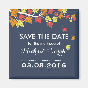 Blue Save the Date Maple Leaf Hochzeit im Herbst M Magnet