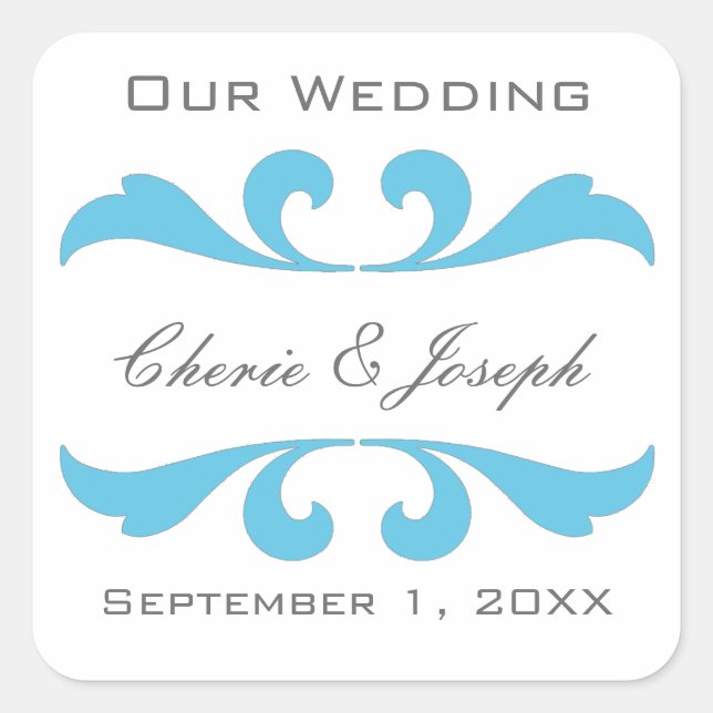 Blue Save the Date Stickers und Siegel (Vorderseite)