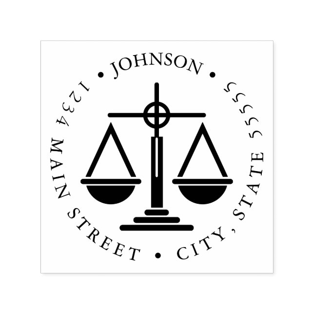 Blue Scales of Justice Silhouette Return Label Permastempel (Design)