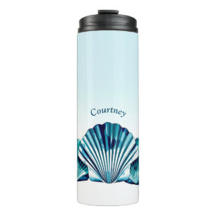 Blue Scallop Border Thermosbecher