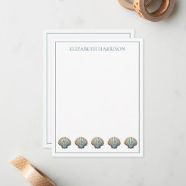 Blue Scallop Seashells Personalisiert Mitteilungskarte