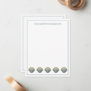 Blue Scallop Seashells Personalisiert Mitteilungskarte