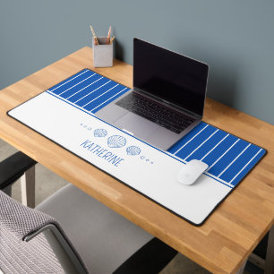 Blue Scallop Seashells Personalisiert Schreibtischunterlage
