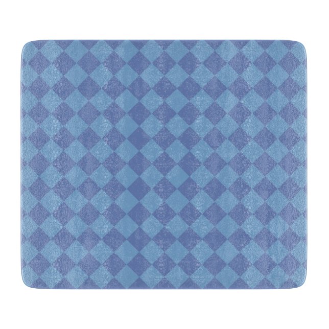 Blue Schachbrett Diamond Pattern Schneidebrett (Vorderseite)