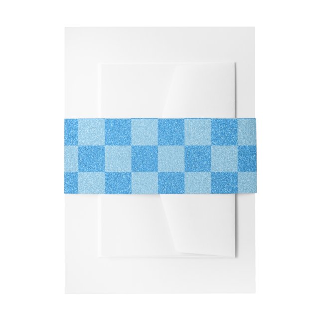 Blue Schachbrett Glitzer Einladungsbanderole (Vorderseite Beispiel)