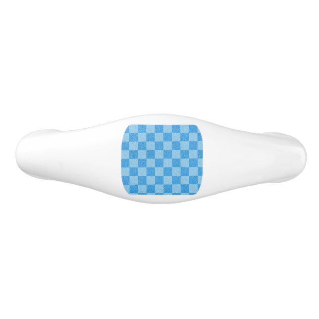 Blue Schachbrett Glitzer Keramik Schubladengriff (Vorderseite)