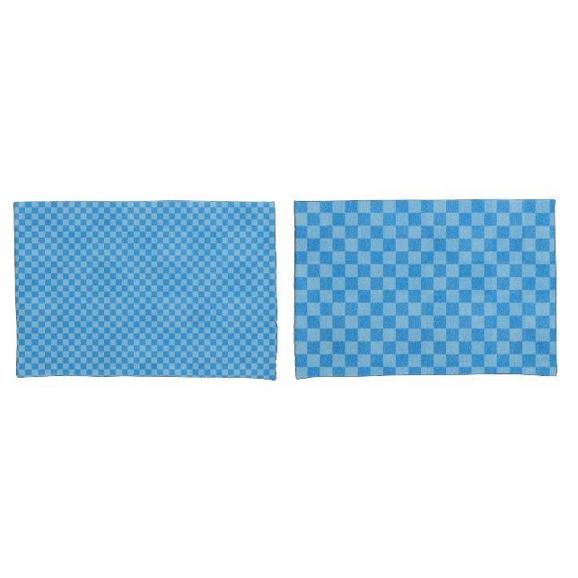 Blue Schachbrett Glitzer Kissenbezug (Vorderseite-Set)