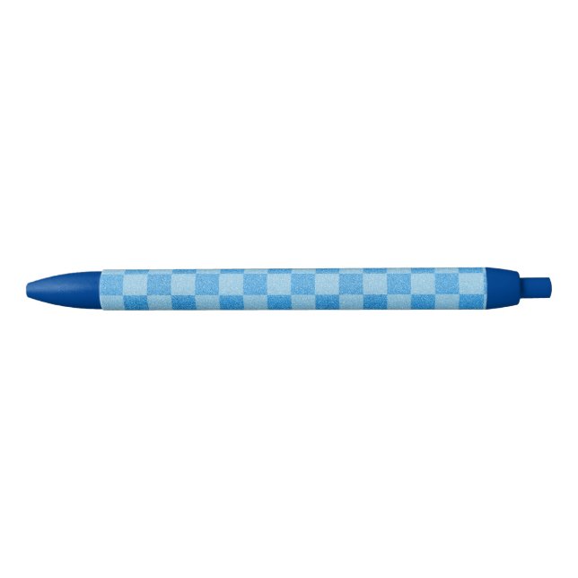 Blue Schachbrett Glitzer Kugelschreiber (Vorderseite)