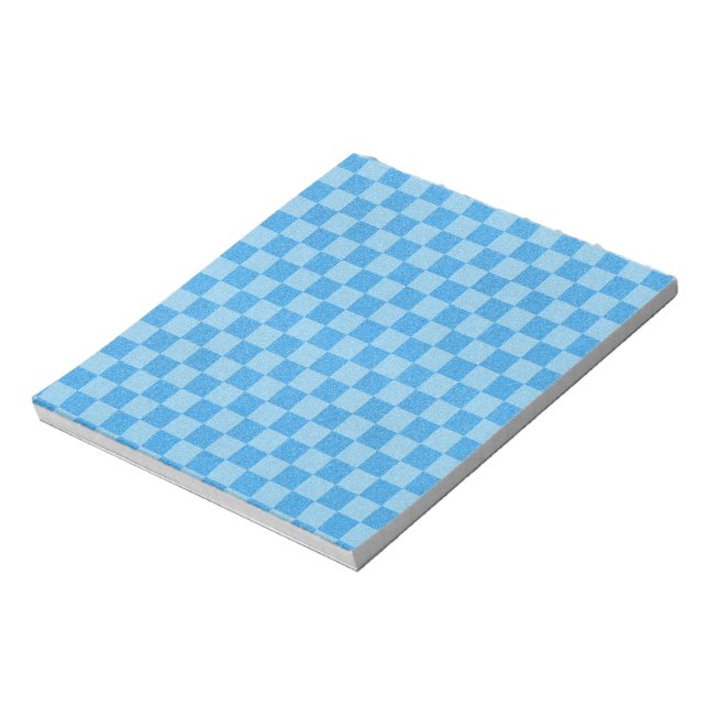 Blue Schachbrett Glitzer Notizblock (Rotiert)