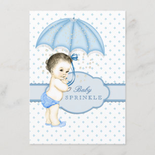 Blue Schirm Boy Sprinkle Baby Shower Einladung