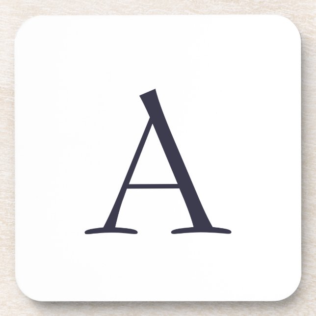 Blue Schlicht Elegant Modern Monogram Initial Getränkeuntersetzer (Vorderseite)