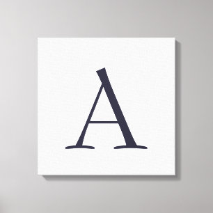 Blue Schlicht Elegant Modern Monogram Initial Leinwanddruck
