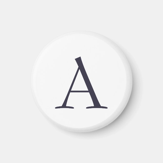 Blue Schlicht Elegant Modern Monogram Initial Magnet (Vorne)