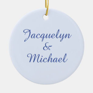 Blue Schlicht Elegante Moderne Kalligraphie Name Keramik Ornament