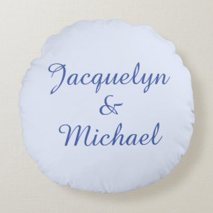 Blue Schlicht Elegante Moderne Kalligraphie Name Rundes Kissen