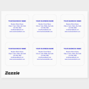 Blue Schlicht Text Business Brand on White Quadratischer Aufkleber