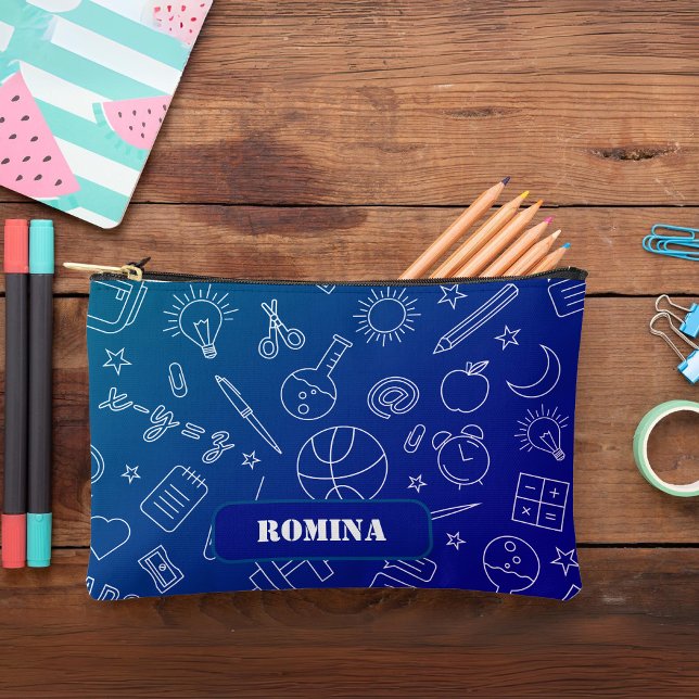 Blue School Elemente Bleistift-Gehäuse/Tasche Zubehörtasche (Blue School elements Pencil case/bag Accessory Pouch)