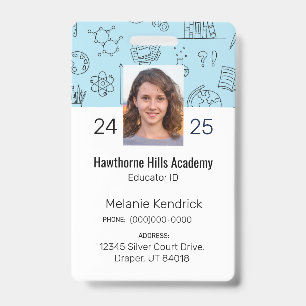 Blue School Icons Homeschool Educator ID Abzeichen Ausweis
