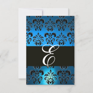 BLUE SCHWARZ-WEISS SAPPHIRE DAMASK MONOGRAM UAWG RSVP KARTE