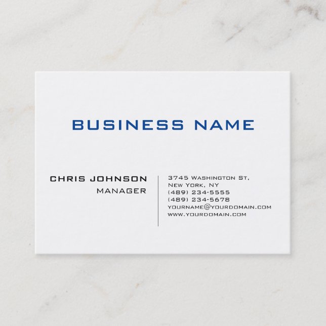 Blue Schwarz-weiß Unique Manager Business Card Visitenkarte (Vorderseite)