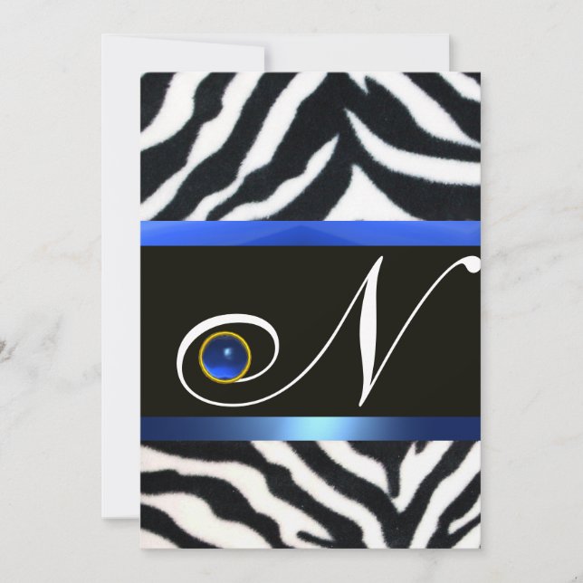 BLUE SCHWARZ-WEISS ZEBRA FUR MONOGRAM, Saphir Einladung (Vorderseite)