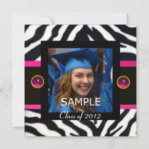 BLUE SCHWARZ-WEISSE ZEBRA FUR Monogramm-Fotomodell Einladung