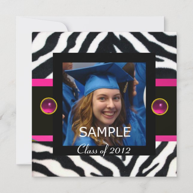 BLUE SCHWARZ-WEISSE ZEBRA FUR Monogramm-Fotomodell Einladung (Vorderseite)