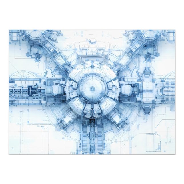 Blue Sci-Fi Space Base Fotodruck (Vorne)
