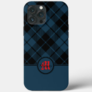 Blue Scott Kariert Red Monogram Case-Mate iPhone Hülle