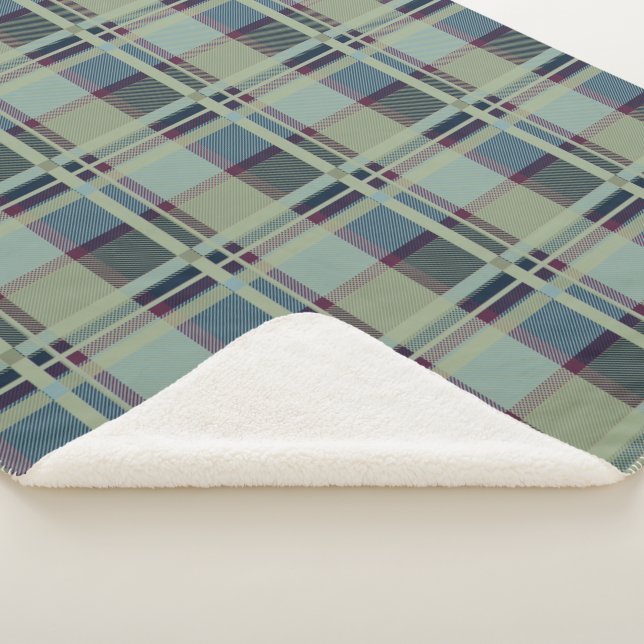 Blue Scottish Lady Tartan Pattern Sherpadecke (3/4)