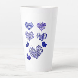 Blue Scribbled Hearts Milchtasse
