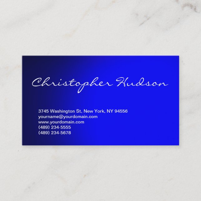 Blue Script Consultant Business Card Visitenkarte (Vorderseite)