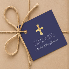 Blue Script Cross Boy Erste Kommune Geschenkanhänger