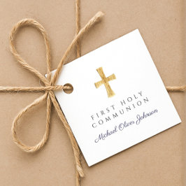 Blue Script Cross Boy Erste Kommune Geschenkanhänger