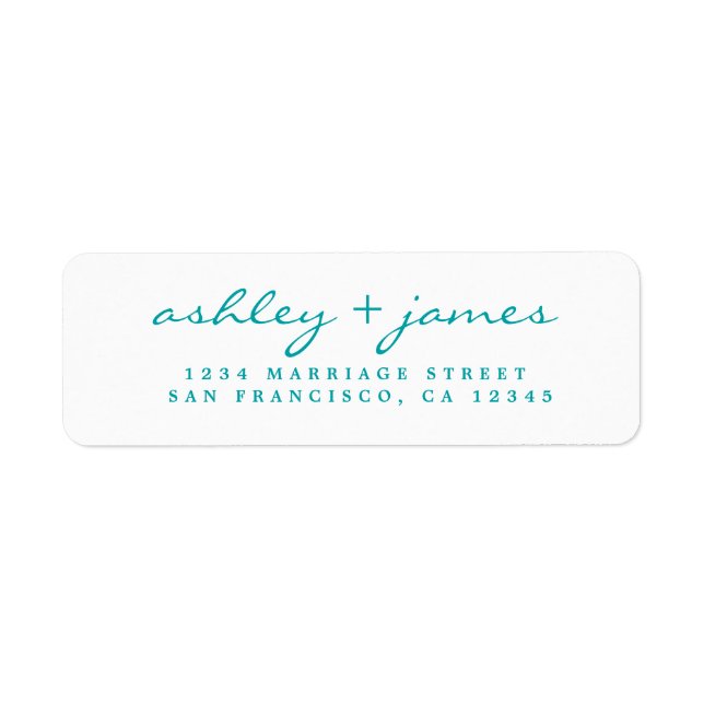 Blue Script Elegant Wedding Rücksendeadresse (Vorne)