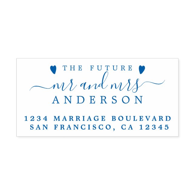 Blue Script Future Mr. Wedding Rücksendeadresse Permastempel (Design)