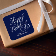Blue Script Happy Holidays