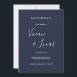 Blue Script Hochzeit speichern das Datum Save The Date<br><div class="desc">Navy Blue Script Wedding Save the Date-Karte mit Signature-Stilnamen,  diese elegante Navy Blue Save the Date-Karte kann mit Ihren besonderen Hochzeitstag-Informationen in schicken Buchstaben personalisiert werden.</div>