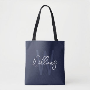 Blue Script Personalisiert Monogram und Name
