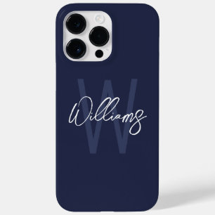 Blue Script Personalisiert Monogram und Name Case-Mate iPhone 14 Pro Max Hülle
