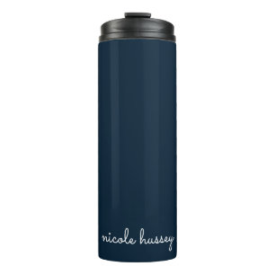 Blue Script Stilvolle Monogram Modern Thermosbecher