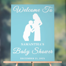 Blue Script Weihnachtsdusche Willkommen Acrylschild