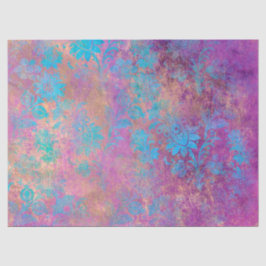 Blue Scroll Work Blume auf Lila Decoupage Seidenpapier