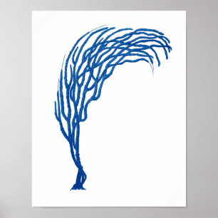 Blue Sea Coral Print #3 Beach Art Deco Poster