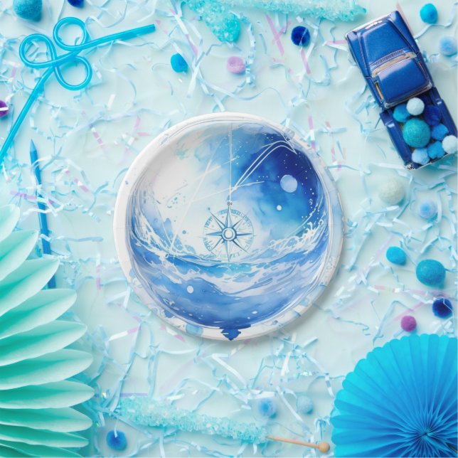 Blue Sea Dreams Nautical Boy Baby Dusche Pappteller (Party)