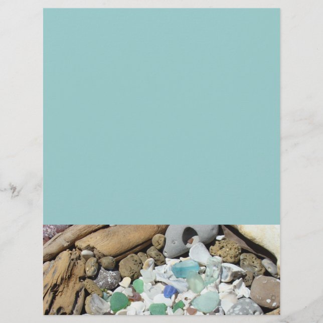 Blue Sea Foam Green Flyers Papier Coastal Beach (Vorne)