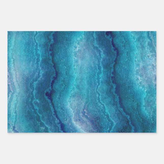 Blue Sea Green Agate Texture Geschenkpapier Set (Vorderseite)